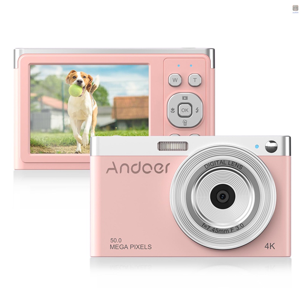 Andoer Máy Quay Kỹ Thuật Số 4k 50mp 2.88inch ips Tự Động Lấy Nét Màn Hình 16x zoom Kèm 2 Pin