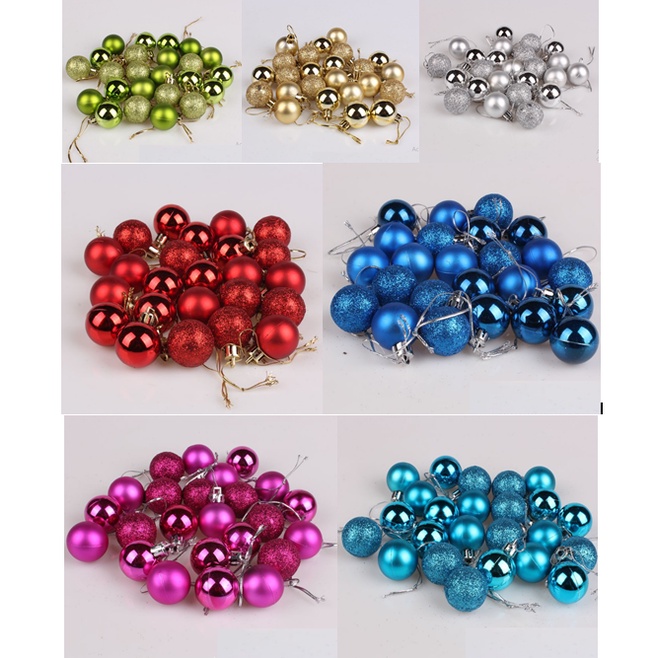 Set Châu Trang Trí Treo Cây Thông 24, 36 Quả Châu E6 8cm Trang Trí Giáng Sinh