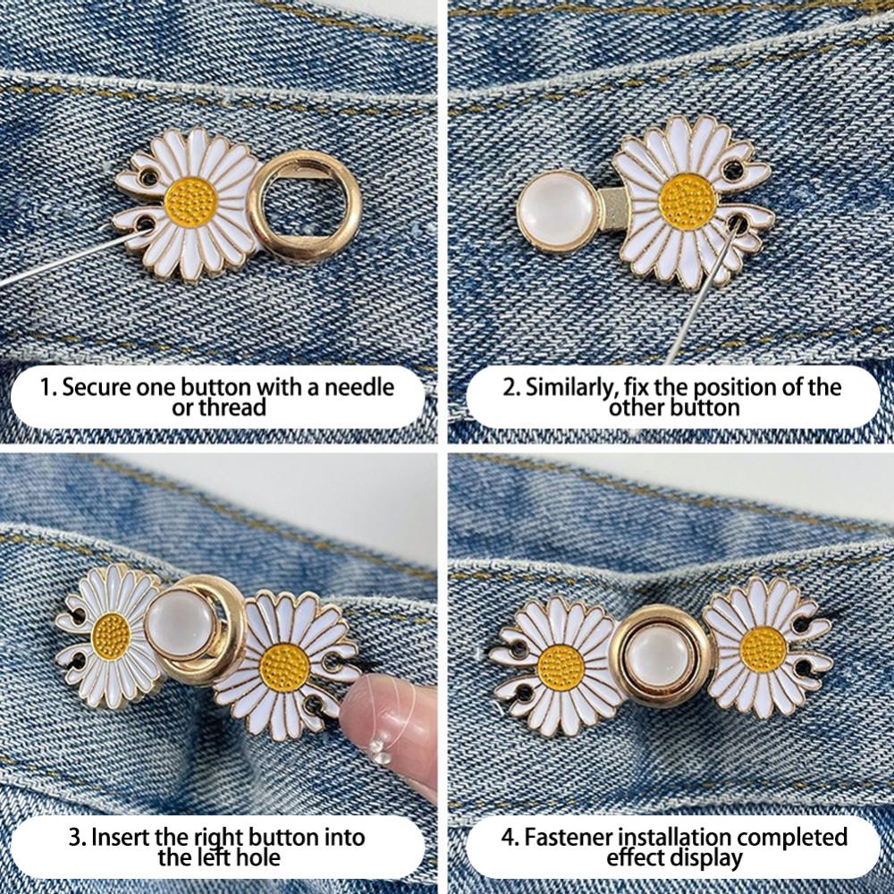 1 Cặp Nút Thắt Eo Bằng Kim Loại Có Thể Điều Chỉnh Phong Cách vintage Dành Cho Quần Áo a2f7