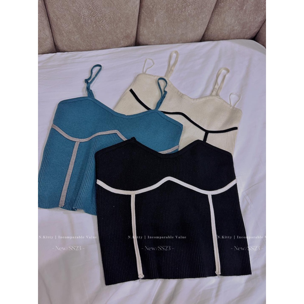 Áo len 2 dây mon.tegi viền ngực