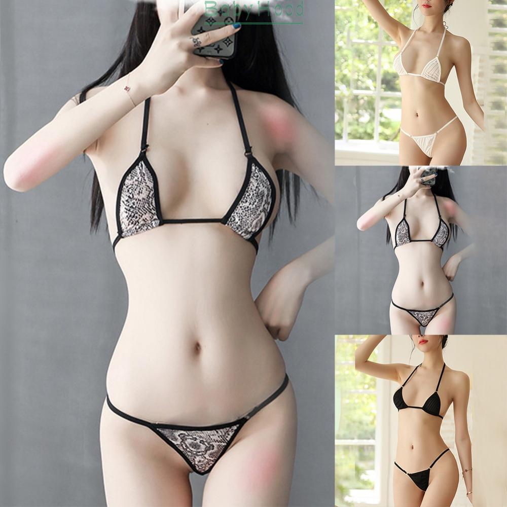 Sexy Women Tiny Thong Underwear G-String Bra Set Bikini Set Swimwear Nightwear#BBHOOD