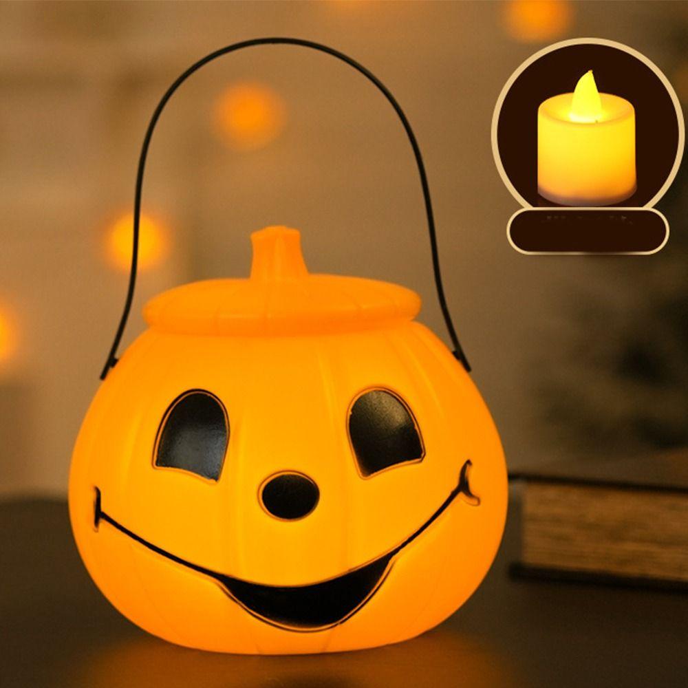 Xô Đựng Bí Ngô halloween Cầm Tay Bằng Nhựa Dễ Thương Có Nắp Đậy