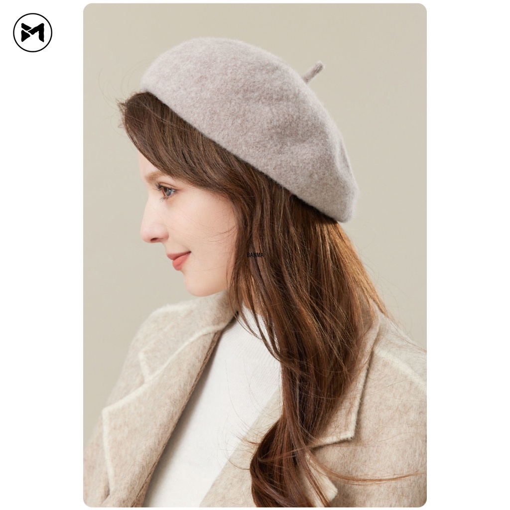 Mũ Nồi 95% Len Màu Đen Phong Cách Hàn Quốc Nhật Bản Thời Trang Thu Đông Cho Nữ