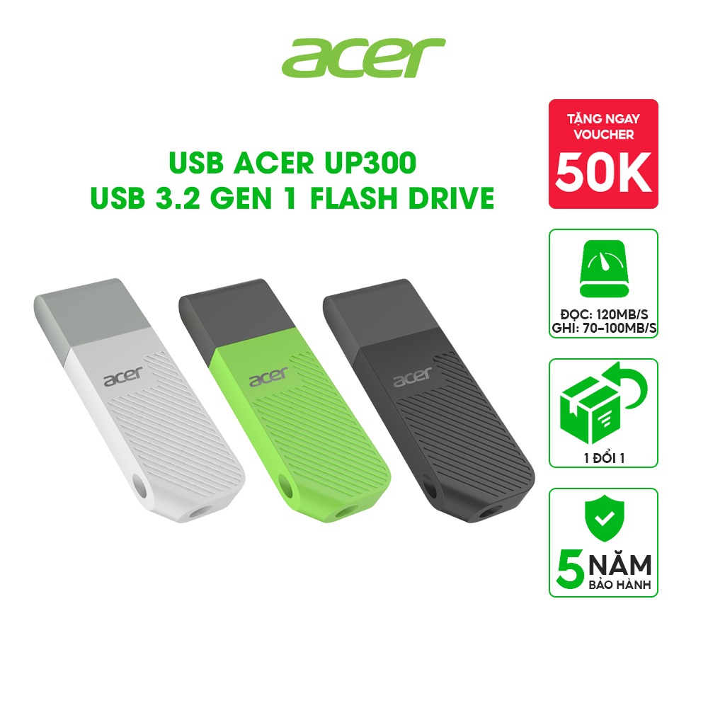 USB 3.2 Acer UP300 Gen 1 tốc độ 120MB/s - Bảo hành 5 năm