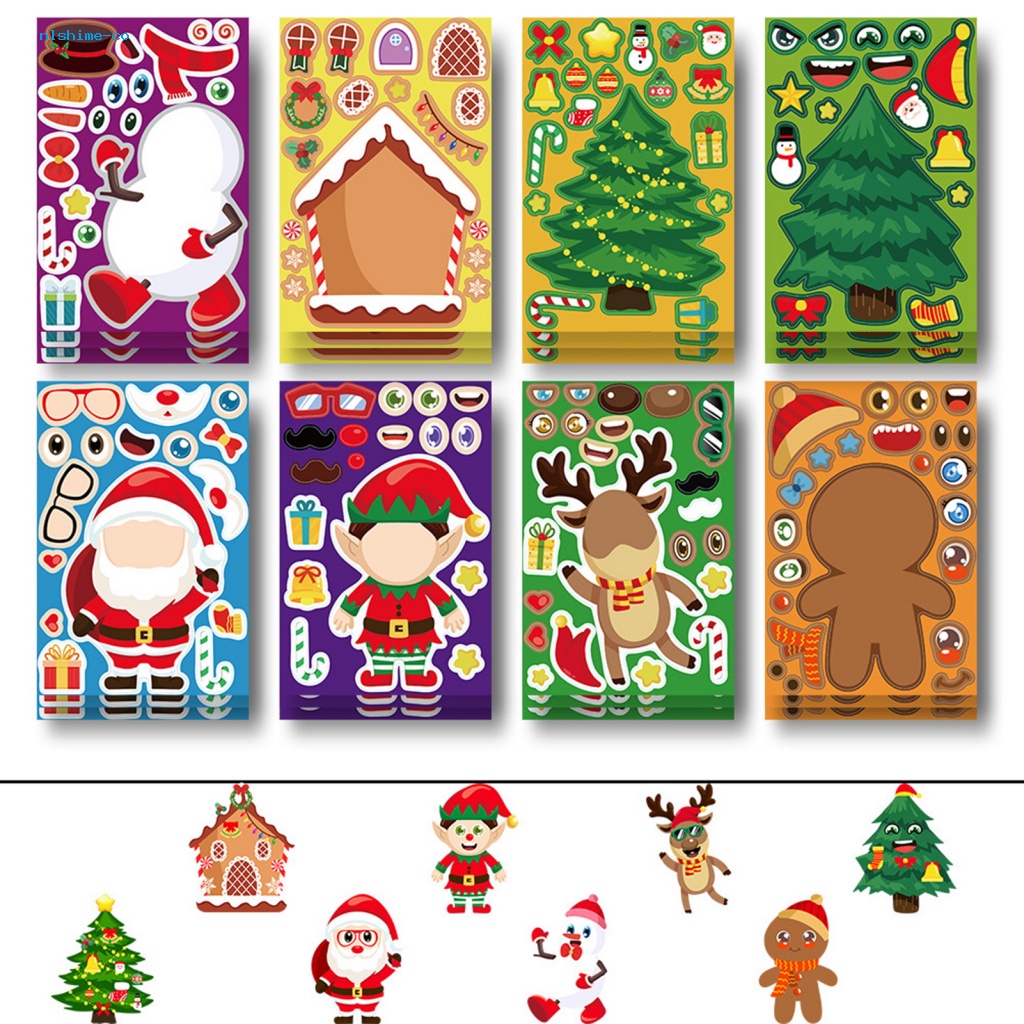 Glshime Bộ Đồ Chơi sticker Xếp Hình Ông Già Noel Tuần Lộc Nai Sừng Tấm Vui Nhộn diy Cho Bé Trai Và Bé Gái