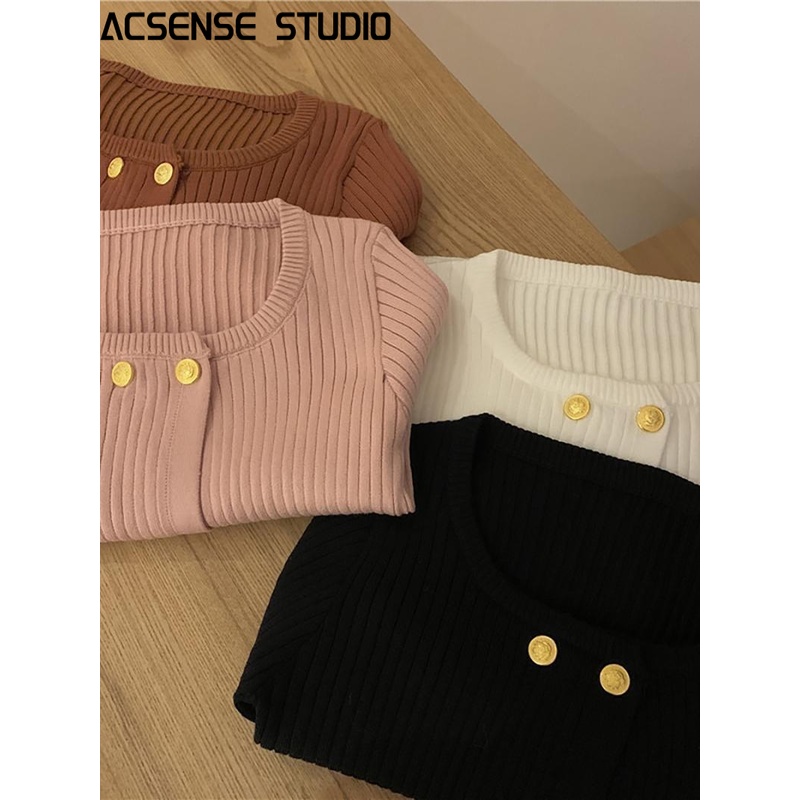 ACSENSE STUDIO áo len nữ áo dạ tweed cardigan nữ tráng lệ Thoải mái Định hình xu hướng nhí nhảnh WXF2392OK338Z230920