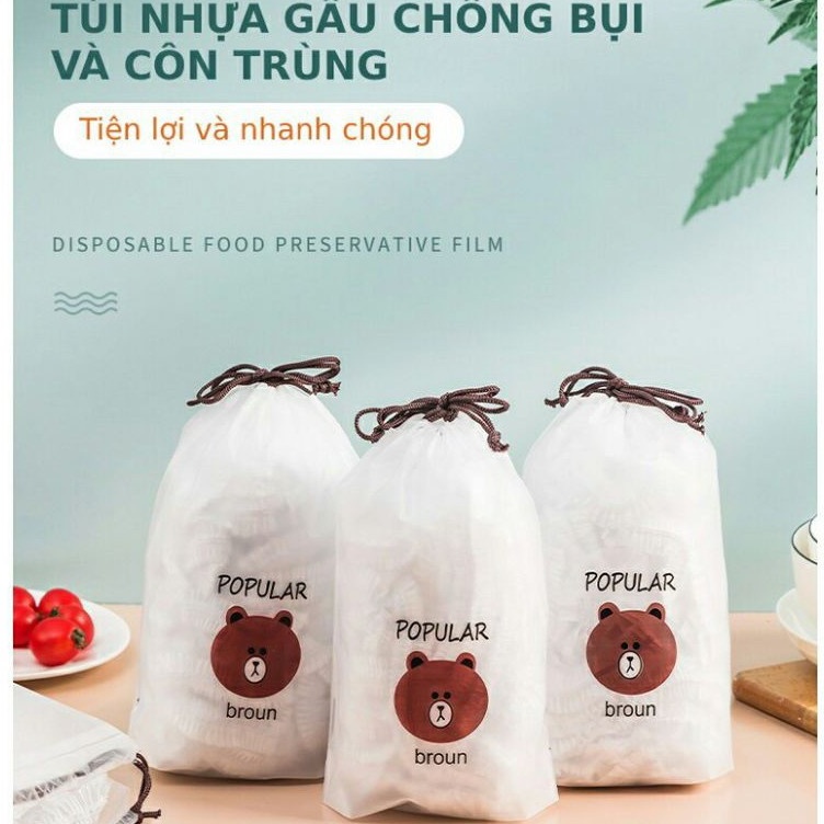 Màng bọc thực phẩm TÚI BÓNG GẤU  có chun co giãn có thể tái sử dụng - Shop Vì Khách Hàng