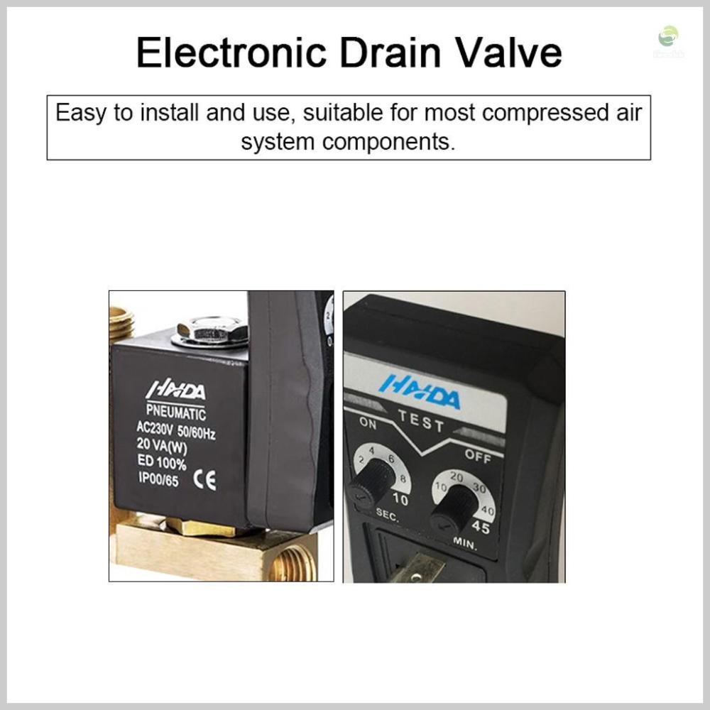 Brass Electronic Drain Valve for Air Compressor Filter Separator Dryer - Efficient Condensate Removal