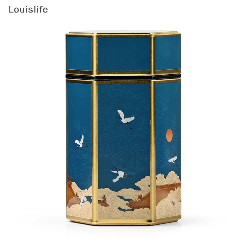 Louislife Hộp Thiếc Đựng Trà Hình Lục Giác Phong Cách Trung Hoa