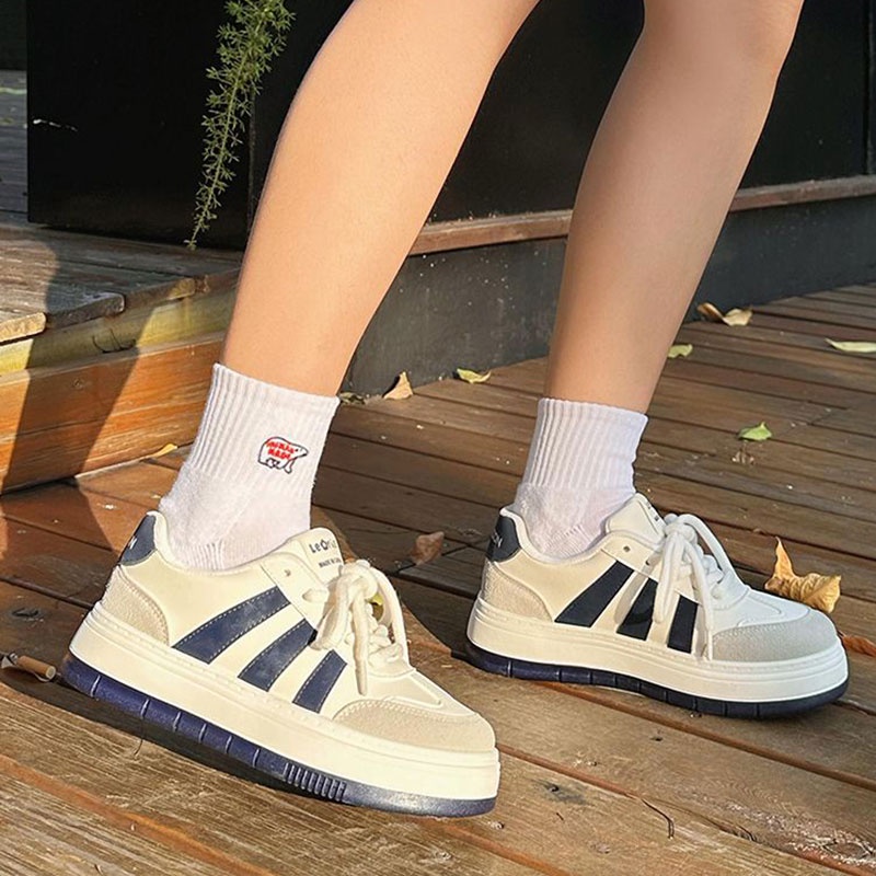 PUDING  Giày Thể Thao Vải Bạt Thời Trang Hàn Cho NữGiày Thể Thao Lưới Thoáng Khí Thời Trang Hàn Quốc Năng Động 3.5CM