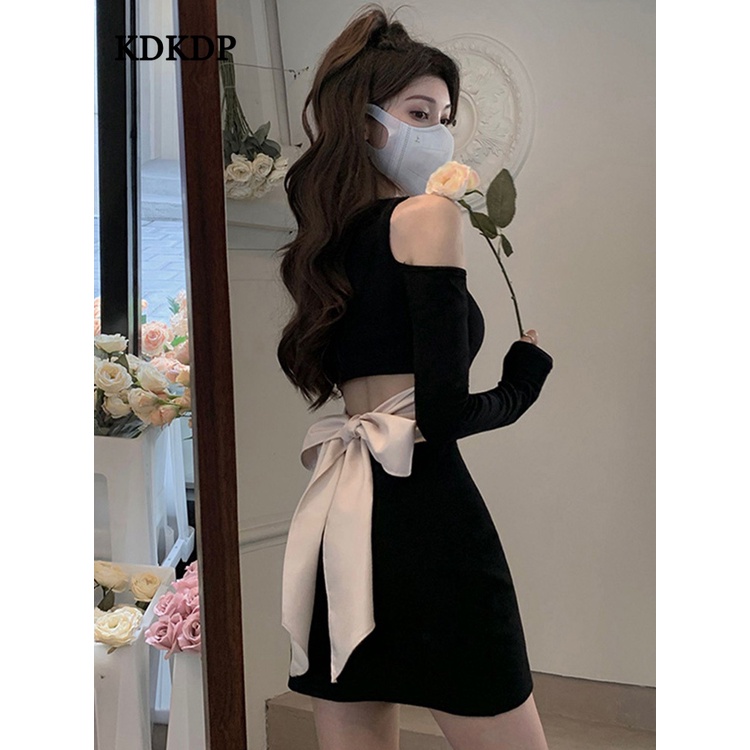 Đầm nữ KDKDP lộ vai buộc nơ xinh xắn gợi cảm