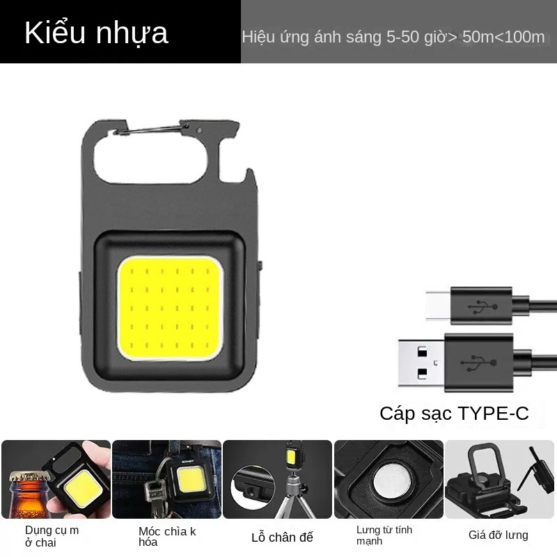 Đèn led mini COB 800 Lumens - đèn led mini siêu sáng Đèn pin siêu sáng có móc khóa đa năng chống nước, sạc hàng loại 1 nhé