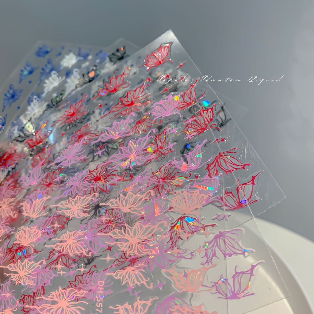 Sticker Nail 3D | Bướm Đủ Màu Hologram Mới 2023 | Trang Trí Móng Tay DH-557