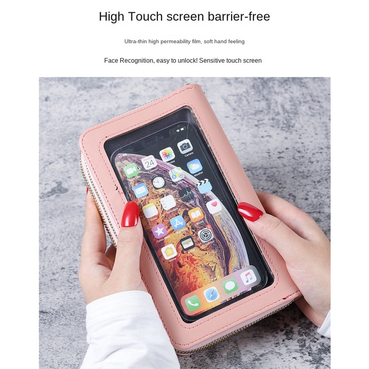 Ví Cầm Tay Dáng Dài Có Khóa Kéo Thêu Họa Tiết Thời Trang Cho Nữ