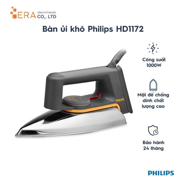 Bàn ủi khô PHILIPS HD1172 /01 1000W - Hàng công ty