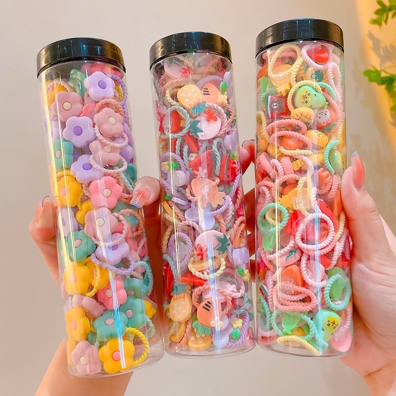 PVN61430 Set 20 Dây Buộc Tóc Cao Su Co Giãn Phong Cách Hàn Quốc Dễ Thương Cho Bé Gái