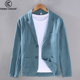 『Keep Casual』 Áo Khoác Nam cotton Lanh Dáng Rộng Phong Cách Doanh Nhân Mặc Thường Ngày