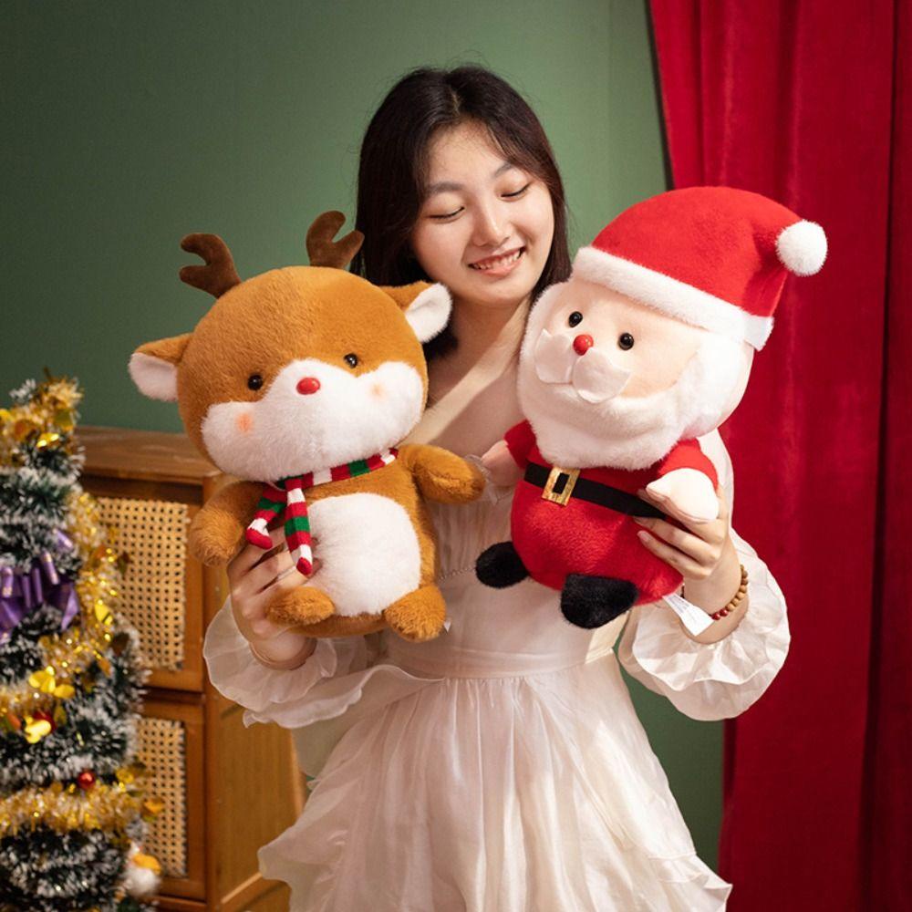 Búp Bê Nhồi Bông Hình Ông Già Noel Và Tuần Lộc Giáng Sinh Mềm Mại