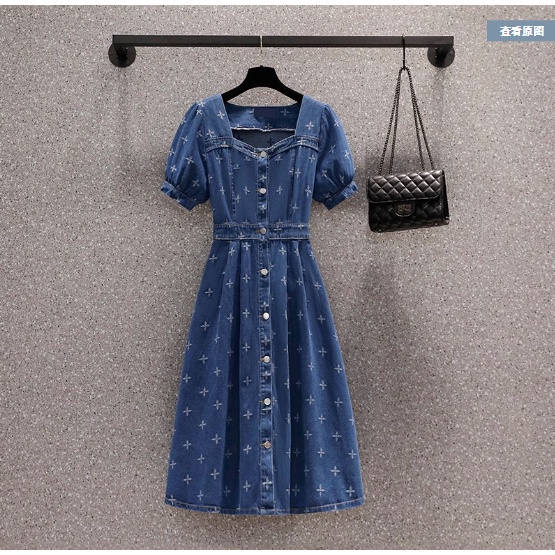 🌸Hàng Order🌸Váy Đầm Bigsize Jean Hoạ Tiết Tay Bồng Kiểu Cách Dáng Xoè Trẻ Trung Nữ Tính🌸 Hàng Quảng Châu