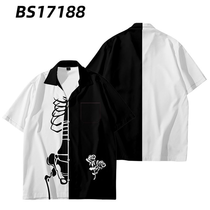 BOCCHI THE ROCK! Yamada Ryo Two-Dimensional black and white Hong Kong style shirt jacket thin students summer flower shirt tide