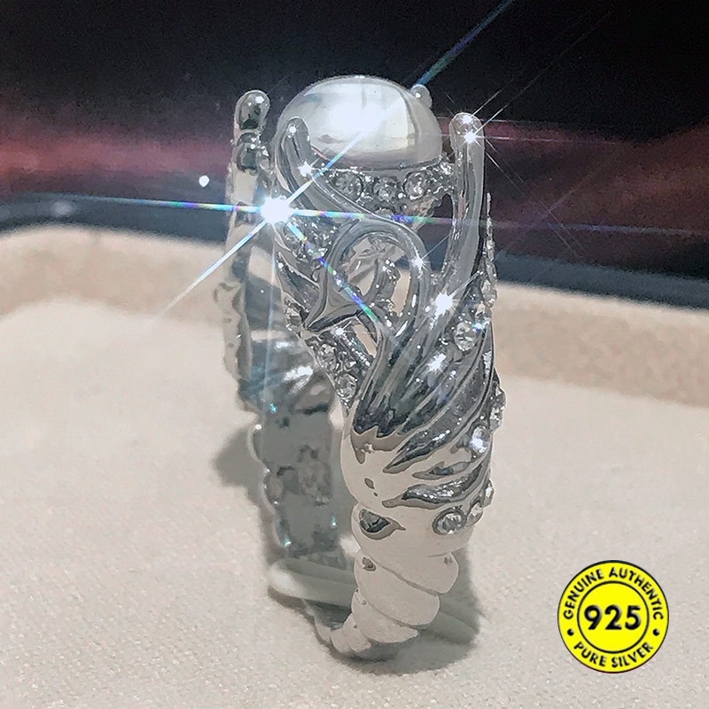 Nhẫn Đính Đá Kim Cương Nhân Tạo Màu Trắng Cho Nữ