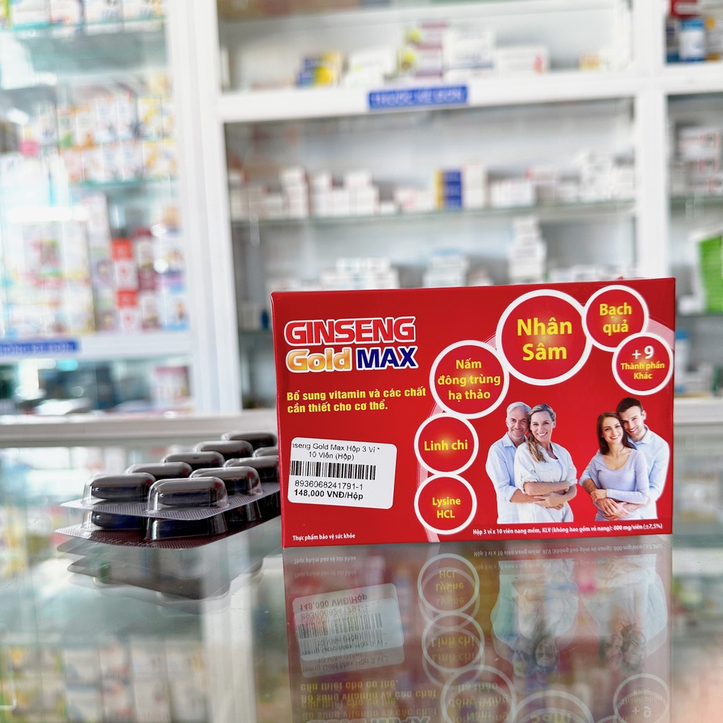 Viên uống Ginseng Gold Max đông trùng hạ thảo, nhân sâm, linh chi, vitamin khoáng chất tăng sức khỏe - 30 viên
