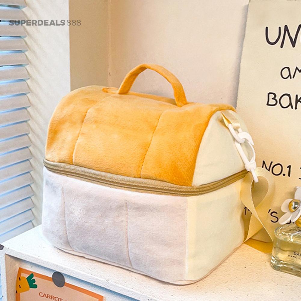 Túi Đựng Đồ Trang Điểm Hình Bánh Mì Bằng Vải Bông Sức Chứa Lớn Dành Cho Nam Nữ