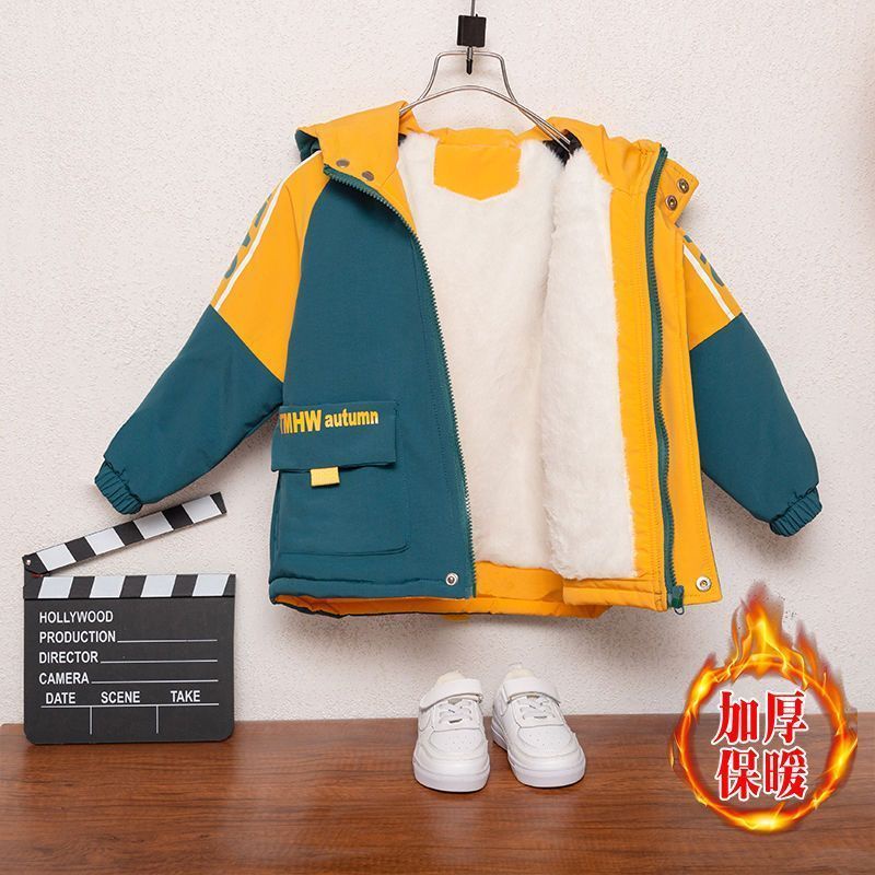 Áo Khoác Chống Gió Bằng Vải Nhung Dày Thời Trang Mùa Đông Cho Bé Trai