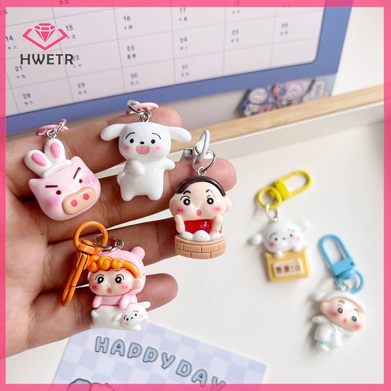 Hwetr Móc Khóa Hình Cậu Bé Bút Chì shin-chan Bằng Nhựa resin Dễ Thương Trang Trí Túi Xách / Quà Tặng Mới