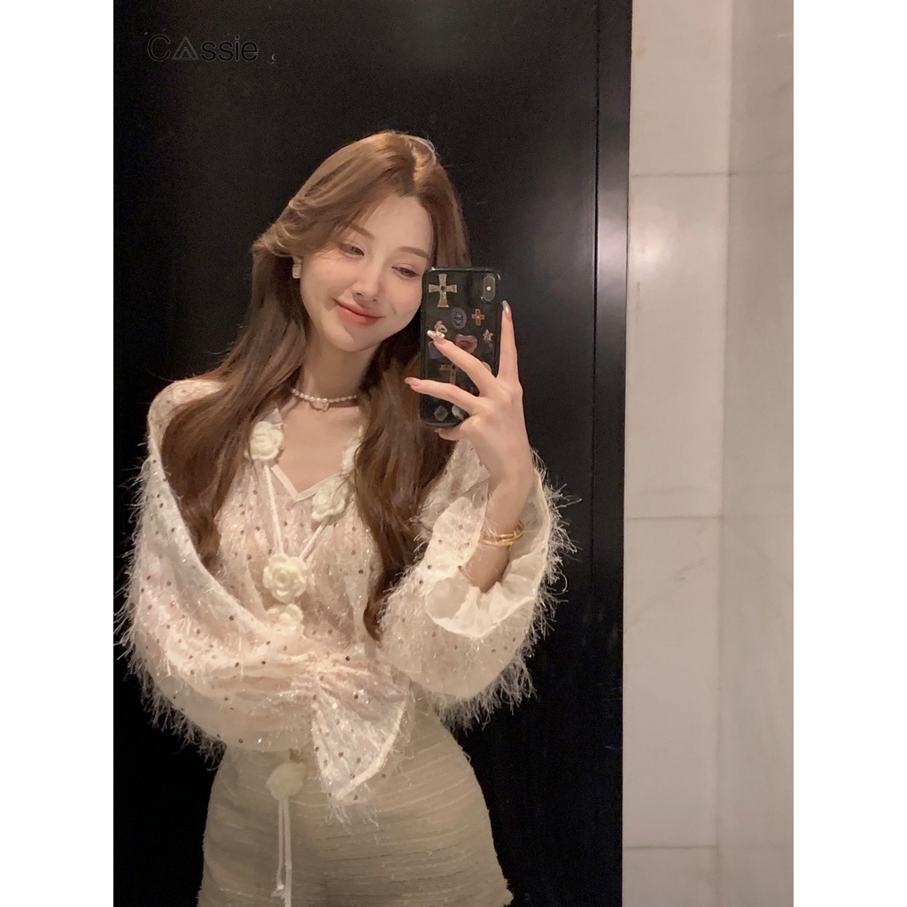 DAODIE Áo Sơ Mi áo sơ mi nữ áo kiểu hàn quốc độc đáo chic phong cách may đo WCS2300CGZ 41Z231008