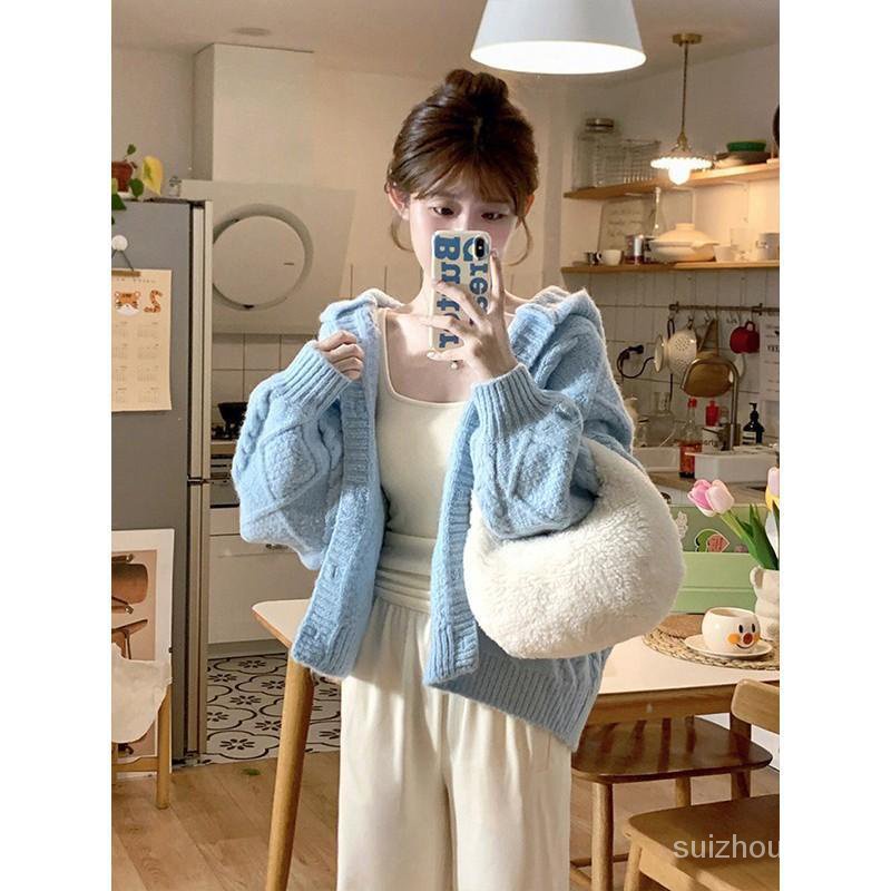 Áo Khoác cardigan Có Mũ Trùm Dáng Rộng Mềm Mại Phong Cách Thời Trang Xuân Thu p09