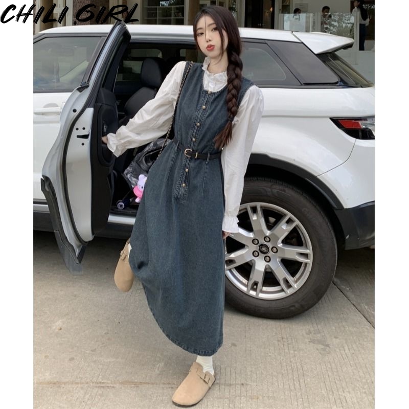 HUAYUZHI Chic chân váy jean Đầm Body váy nữ Cho thời váy Korean Cute Stylish Trendy WCS2300G9V 41Z231009