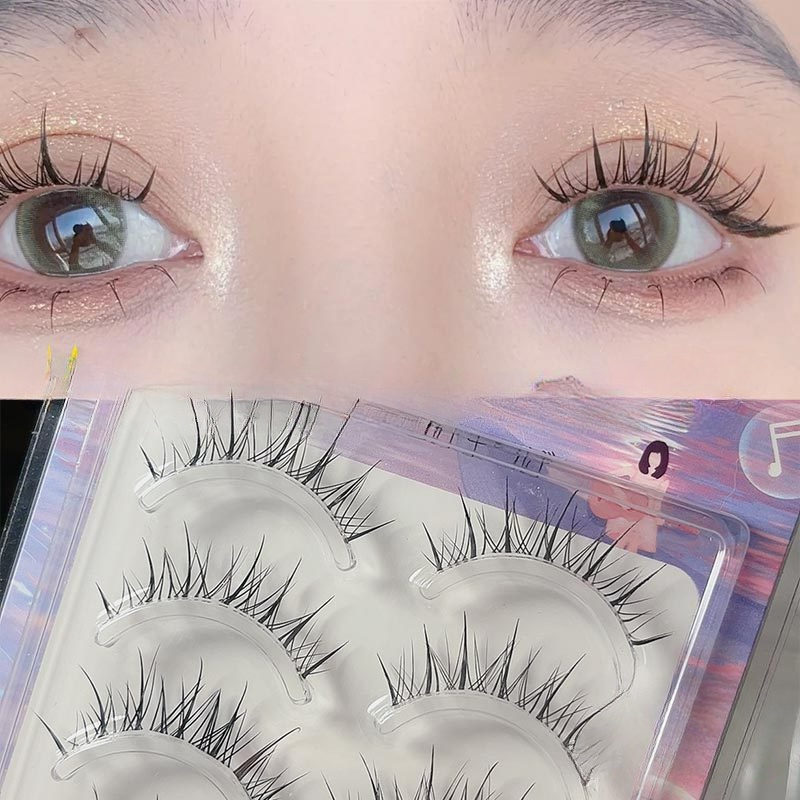 MENGJIESHANGPIN 5 Cặp Lông Mi Giả Tự Nhiên Hình Hoa Hướng Dương Nhỏ Có Thể Tái Sử Dụng