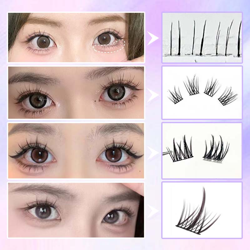 FEPO Lông Mi Giả 10 Hàng Có Keo Dày Và Cong Tự Nhiên Dành Cho Người Mới Bắt Đầu 4-13mm