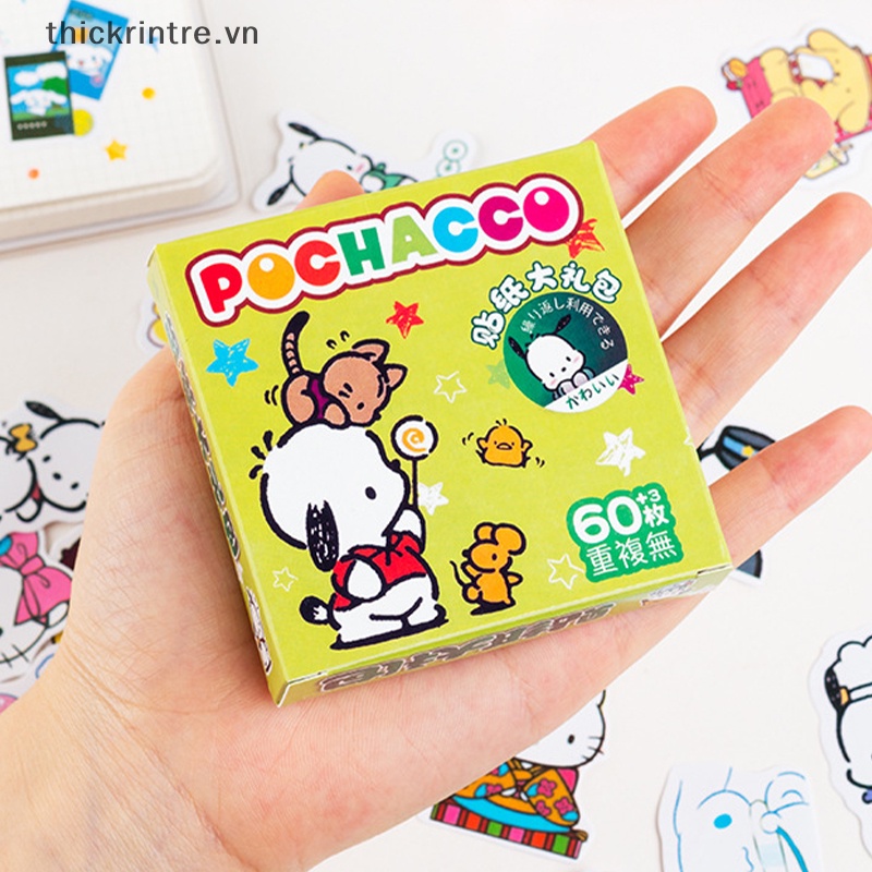Set 60 Miếng Dán Mèo kitty Dễ Thương Chống Nước Trang Trí Sổ Tay vn