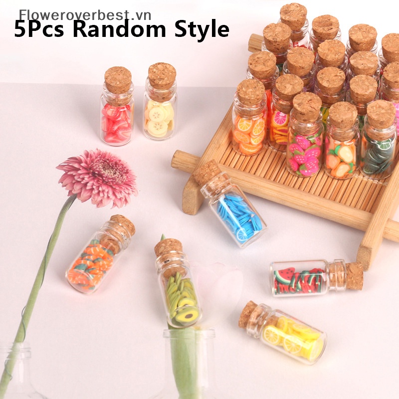 Set 5 Hũ Thủy Tinh Đựng Trái Cây Khô Bánh Kẹo Tỉ Lệ 1: 12 Trang Trí Nhà Búp Bê