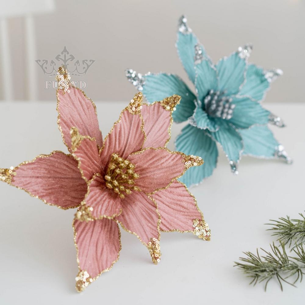 Christmas Flower Christmas Tree Decoration Cloth+Plastic Decoration Practical