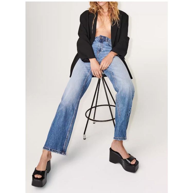 Zara Quần Jean Dài Lưng Cao Phối Túi Thời Trang Mùa Thu 230108222