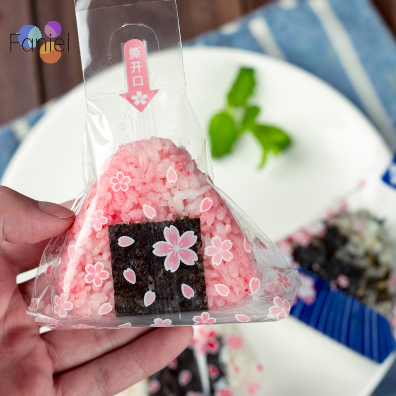 Set 10 Túi Làm Cơm Nắm sushi Rong Biển Hình Tam Giác Phong Cách Nhật Bản diy