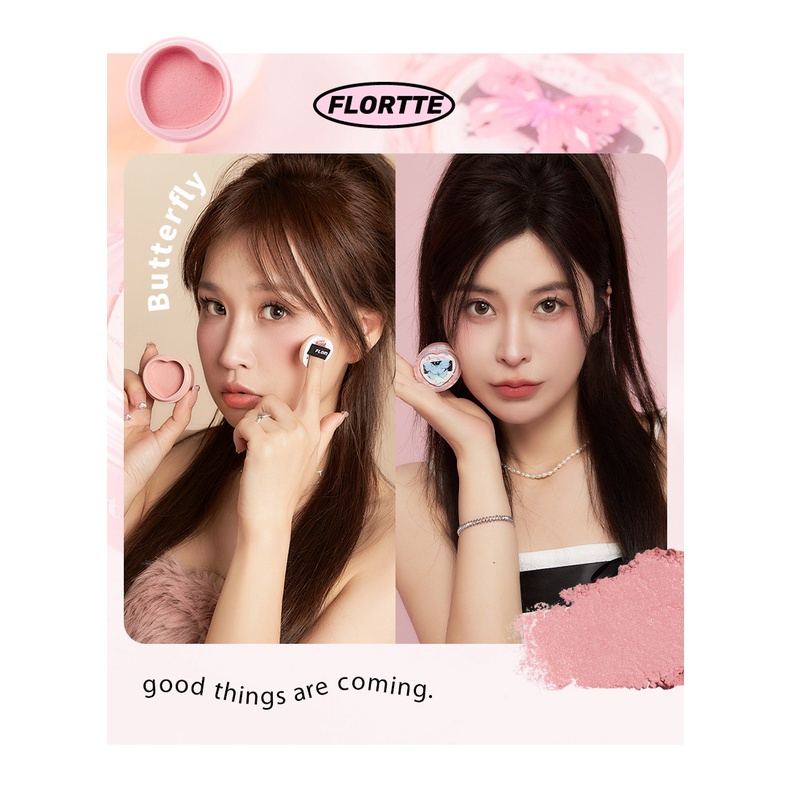 Flortte Phấn Má Hồng Trang Điểm Bắt Sáng Màu nude Tự Nhiên
