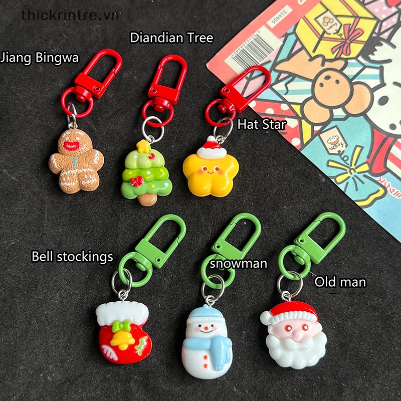 Móc Khóa Hình Búp Bê Gừng / Ông Già Noel / Người Tuyết Giáng Sinh Dễ Thương Dùng Trang Trí Túi Xách / Cây Thông Giáng Sinh vn