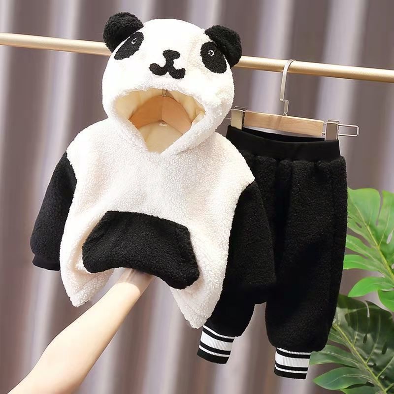 Homibear / / set Áo Khoác Lông Cừu Tay Dài Có Nón Dày Dặn Giữ Ấm Dành Cho Trẻ Em