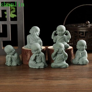 Shanlin Tượng Phật mini Bằng Đá Sa Thạch Xanh Lá Phong Cách Trung Hoa Vui Nhộn diy