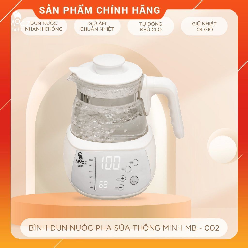 Bình đun nước pha sữa MOAZ BÉBÉ MB-002 điều chỉnh nhiệt độ, khử Clo, giữ nhiệt, Moaz Bebe mb002 - Chính hãng
