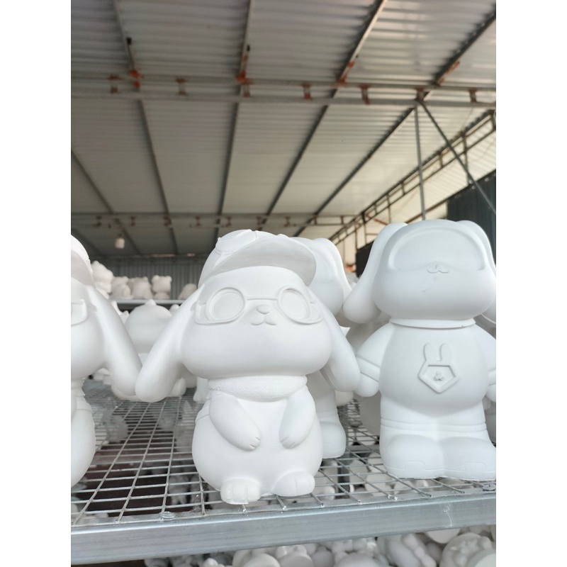 Tượng Tô Màu THỎ ĐÁNG YÊU ĐEO KÍNH size lớn 18-24cm