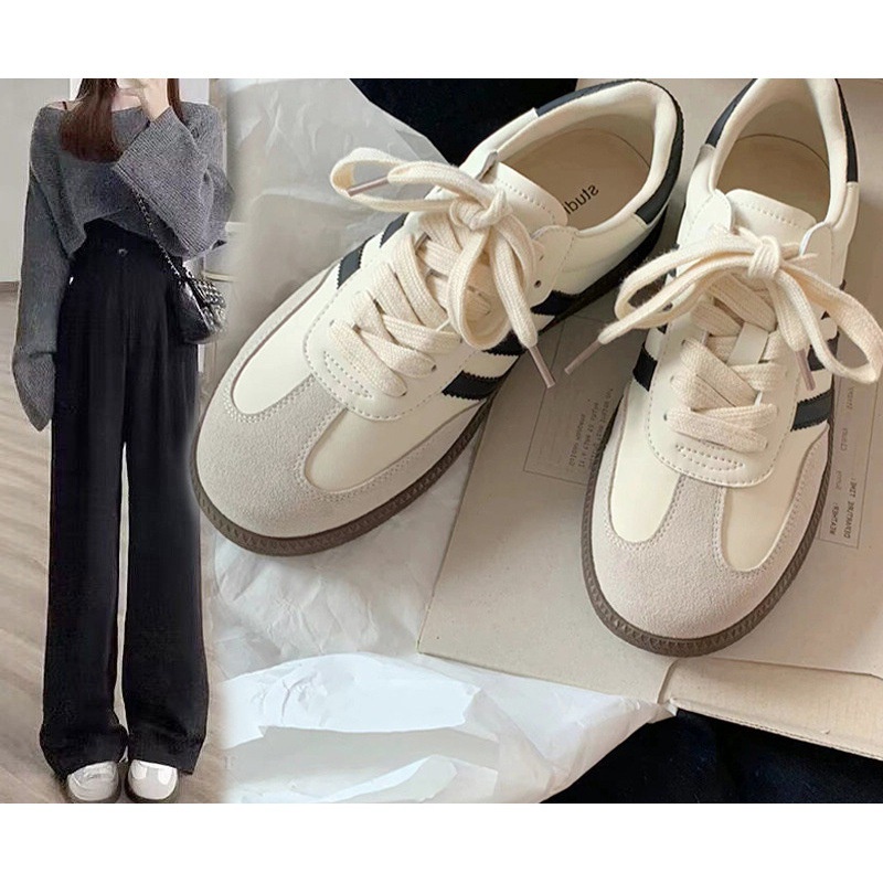 Giày Thể Thao Nữ Đế Bằng Siêu Nhẹ, Giày sneaker Retro Đức Thời Trang Xuân Thu SPN40