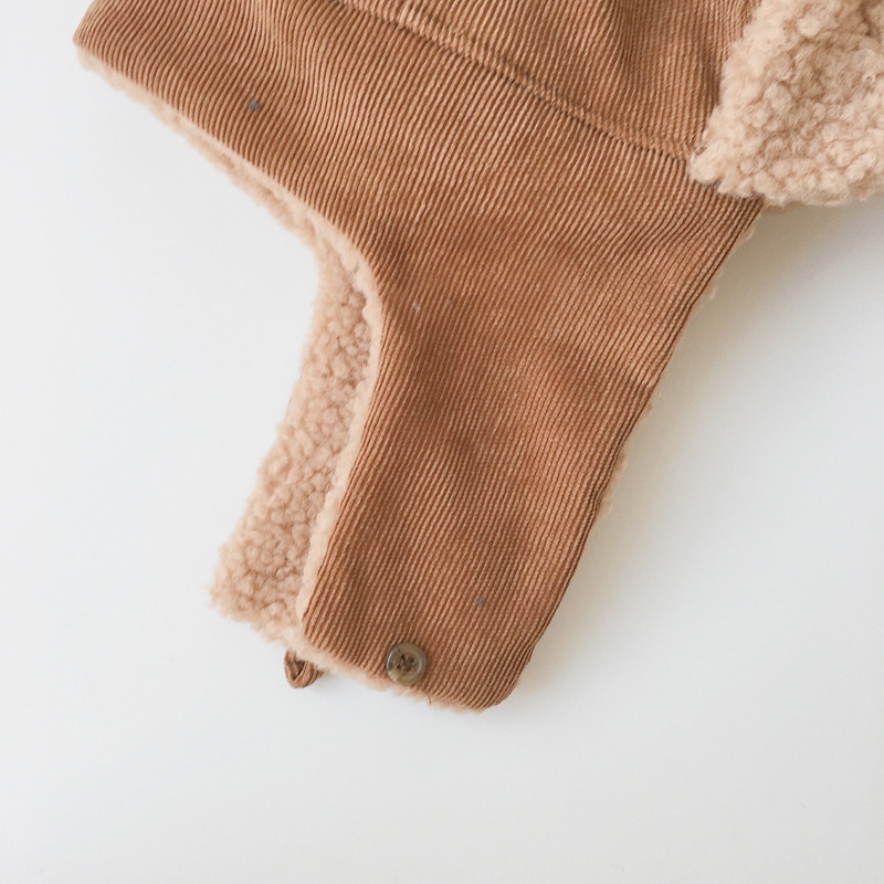 Mũ Phi Công Vải Nhung Lông Xù Màu Trơn Bảo Vệ Tai Chống Gió Mùa Đông Hàn Quốc Cho Trẻ Em