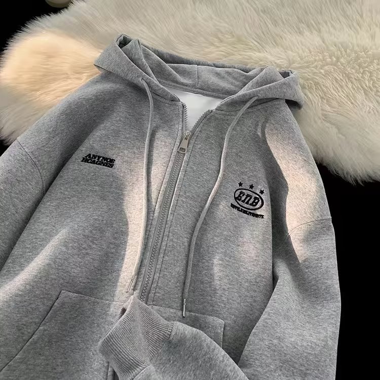 Áo Khoác hoodie Dáng Rộng Phối Khóa Kéo Đôi Phong Cách Hàn Quốc Cho Nam Giới Size m-8xl