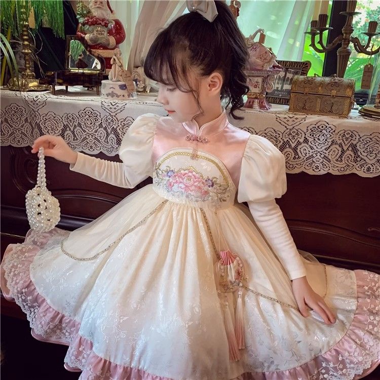 Đầm Công Chúa Phong Cách Trung Hoa Xinh Xắn Cho Bé Gái