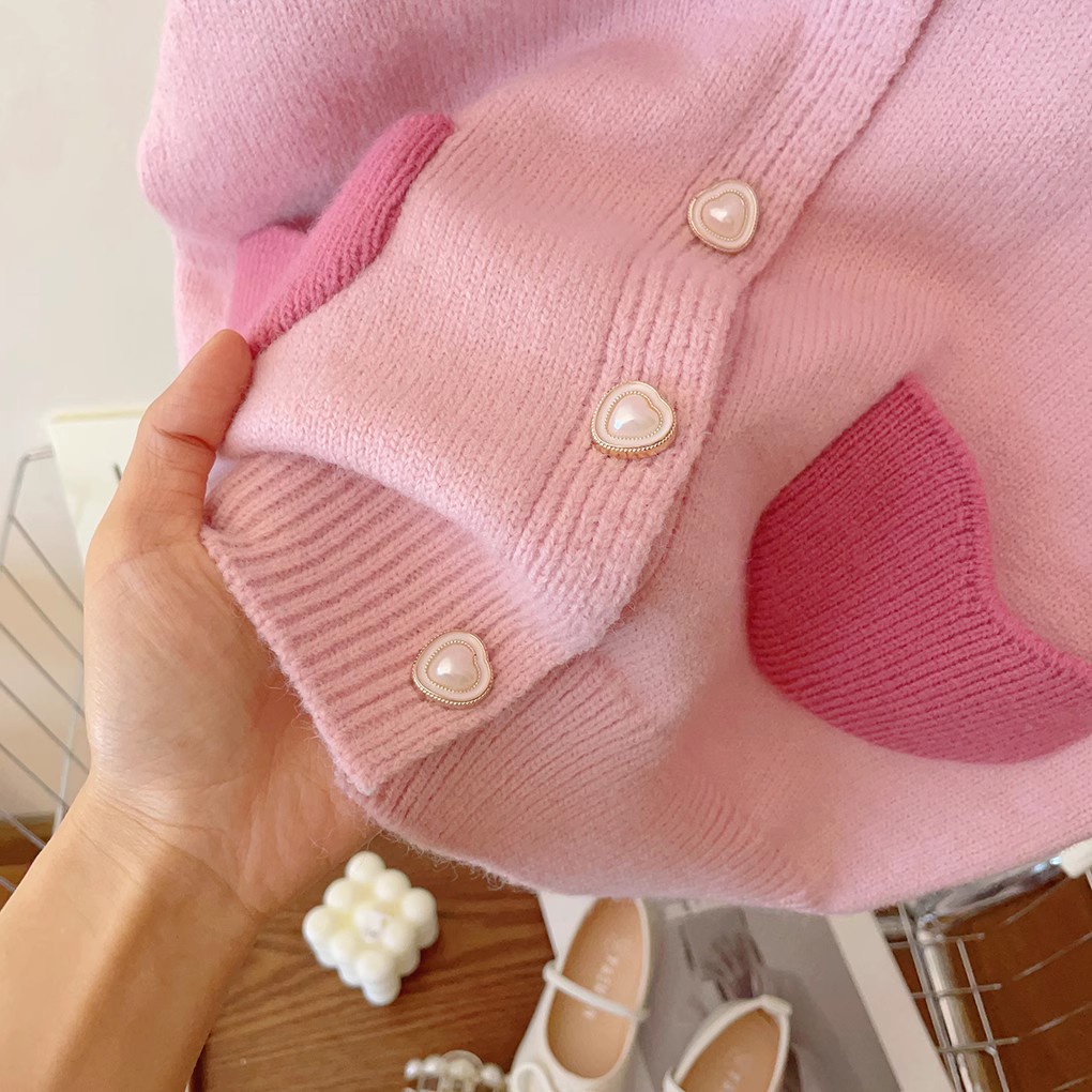 Áo Khoác Len cardigan Phong Cách Hàn Quốc Ngọt Ngào Cho Bé Gái